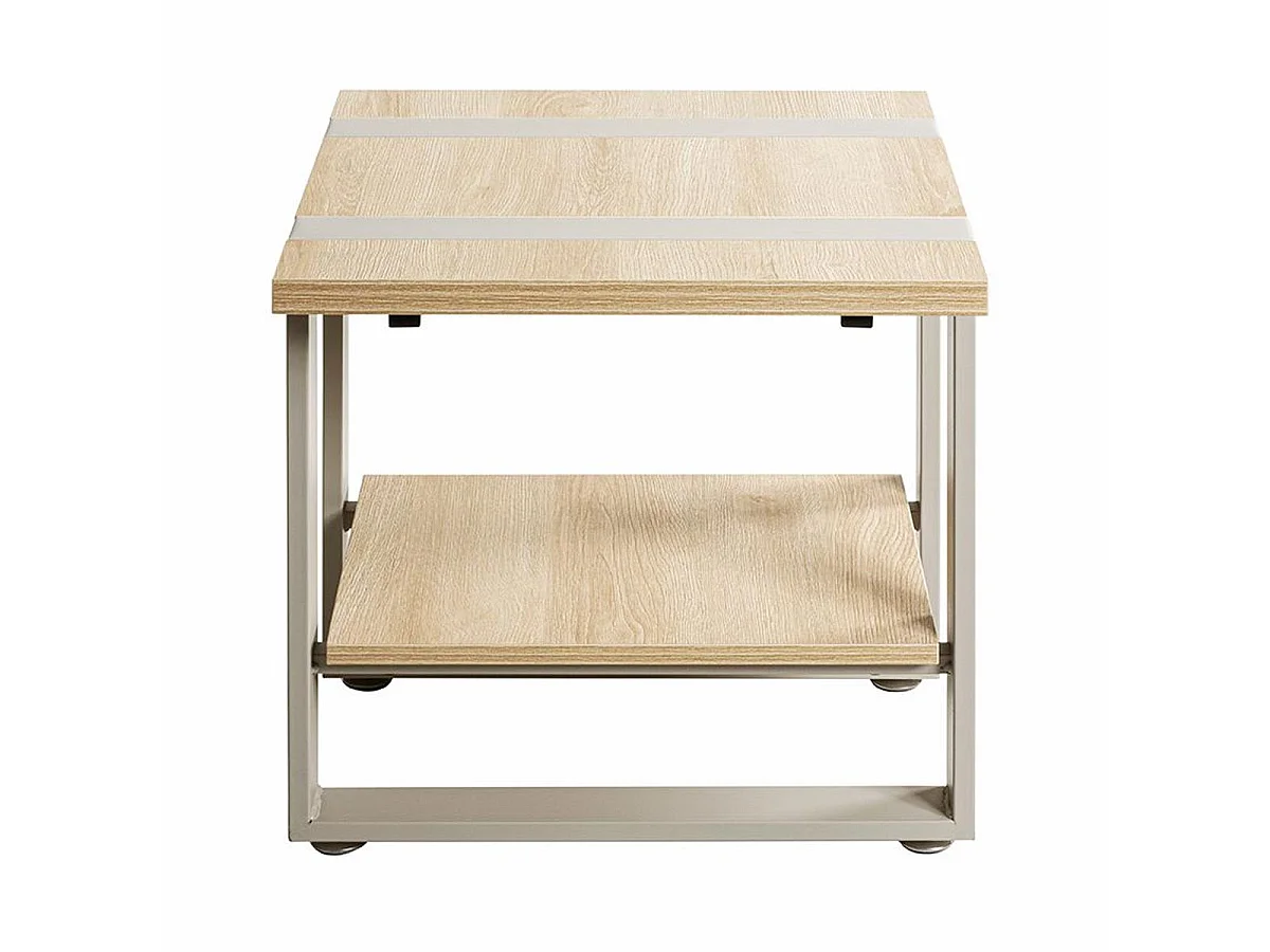 Table d'Appoint 2 Niveaux "Evy" 45cm Naturel & Gris