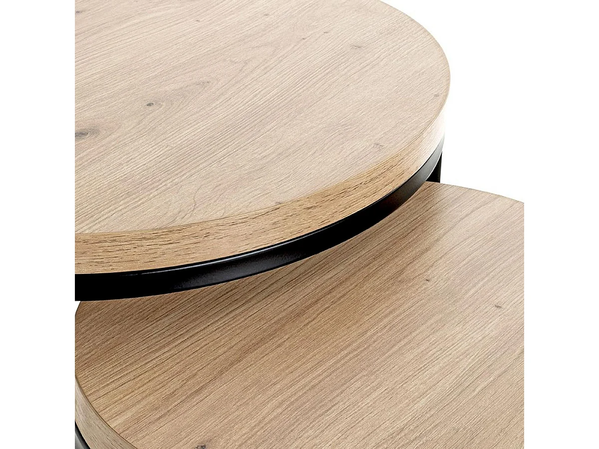Lot de 2 Tables d'Appoint Gigognes "Lova" 49cm Naturel & Noir