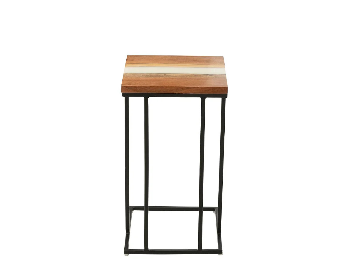 Table d'Appoint Carrée en Bois "Douglas" 55cm Naturel & Blanc