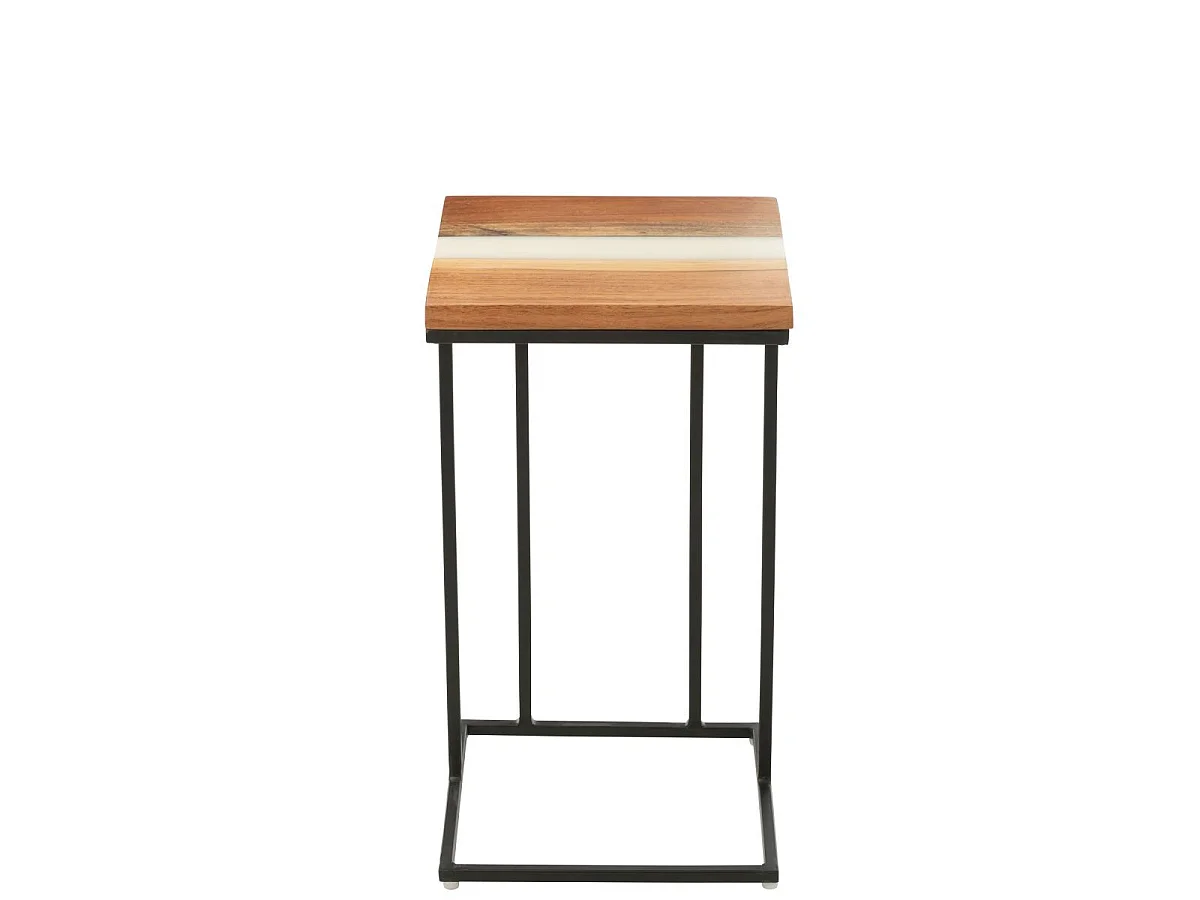 Table d'Appoint Carrée en Bois "Douglas" 55cm Naturel & Blanc