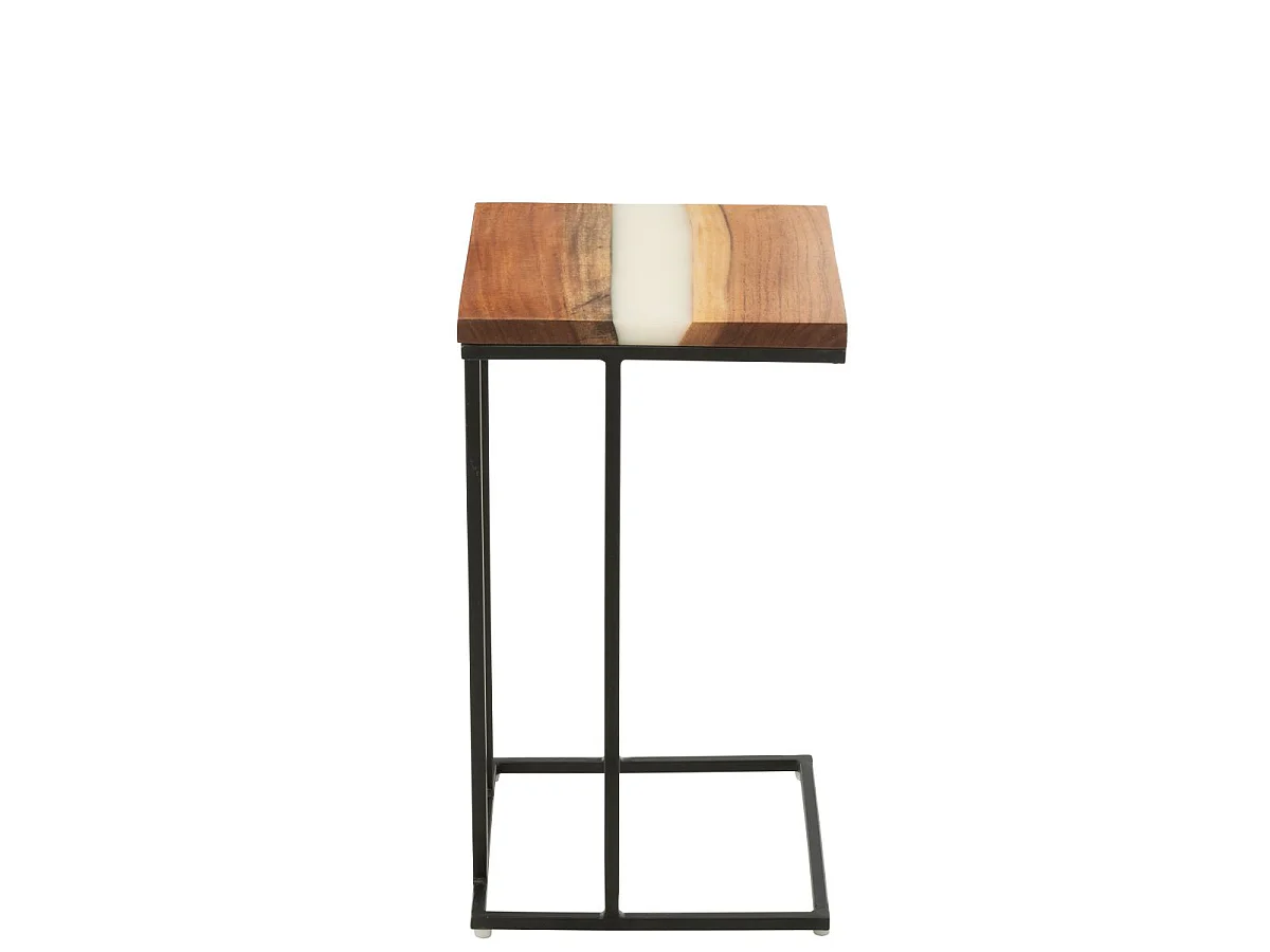 Table d'Appoint Carrée en Bois "Douglas" 55cm Naturel & Blanc