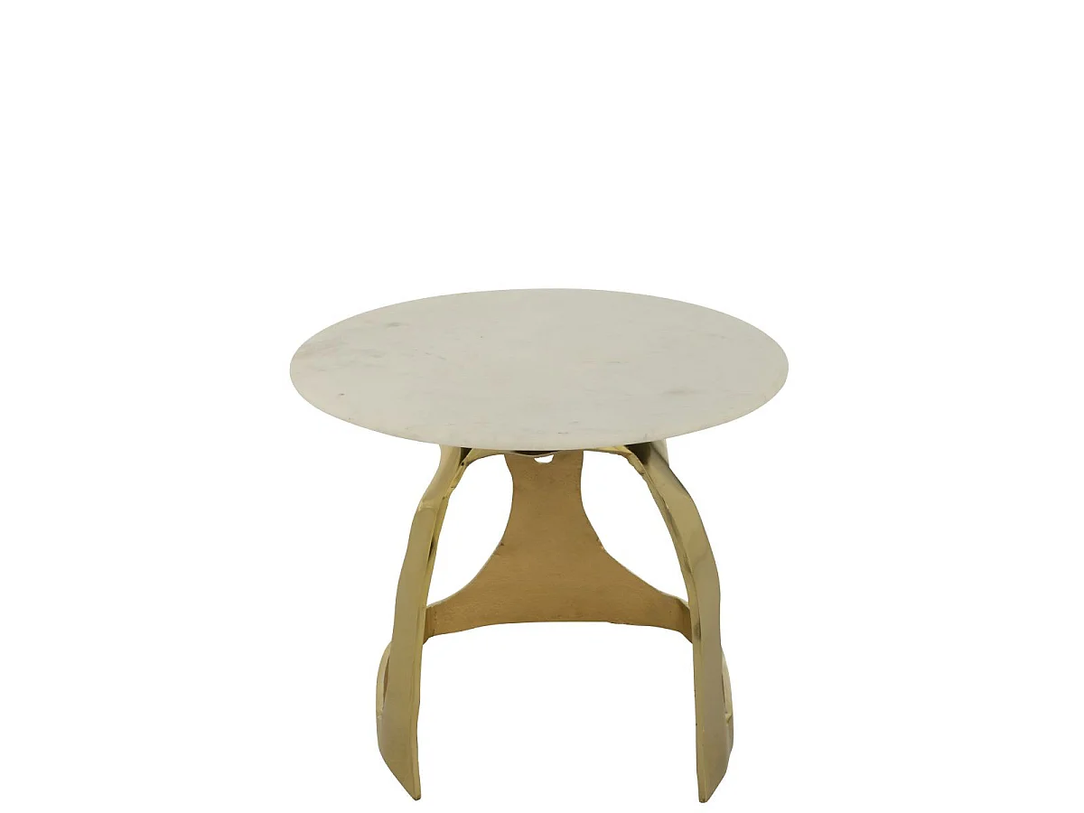 Table d'Appoint Design "Bettye" 50cm Blanc & Doré
