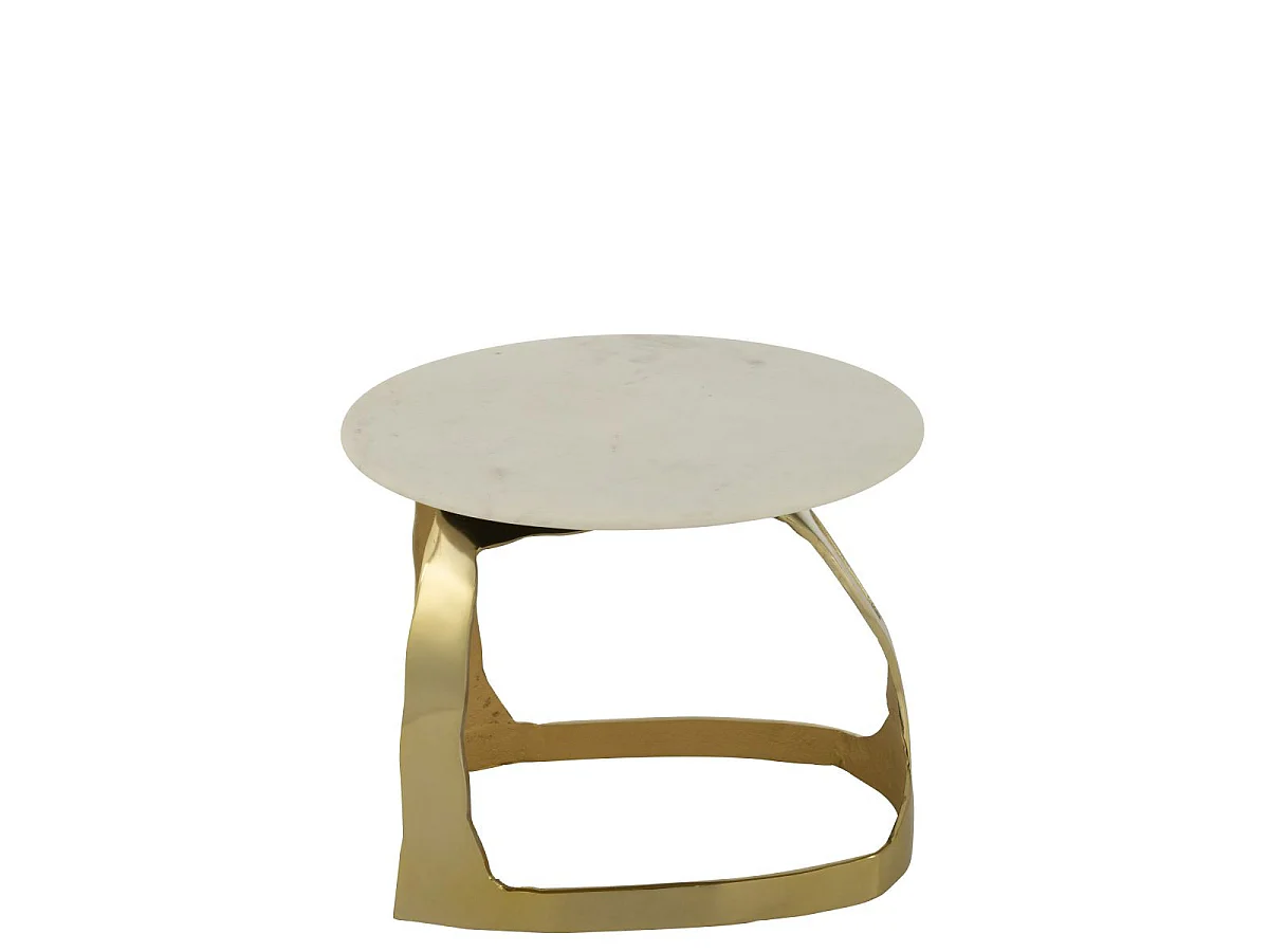 Table d'Appoint Design "Bettye" 50cm Blanc & Doré