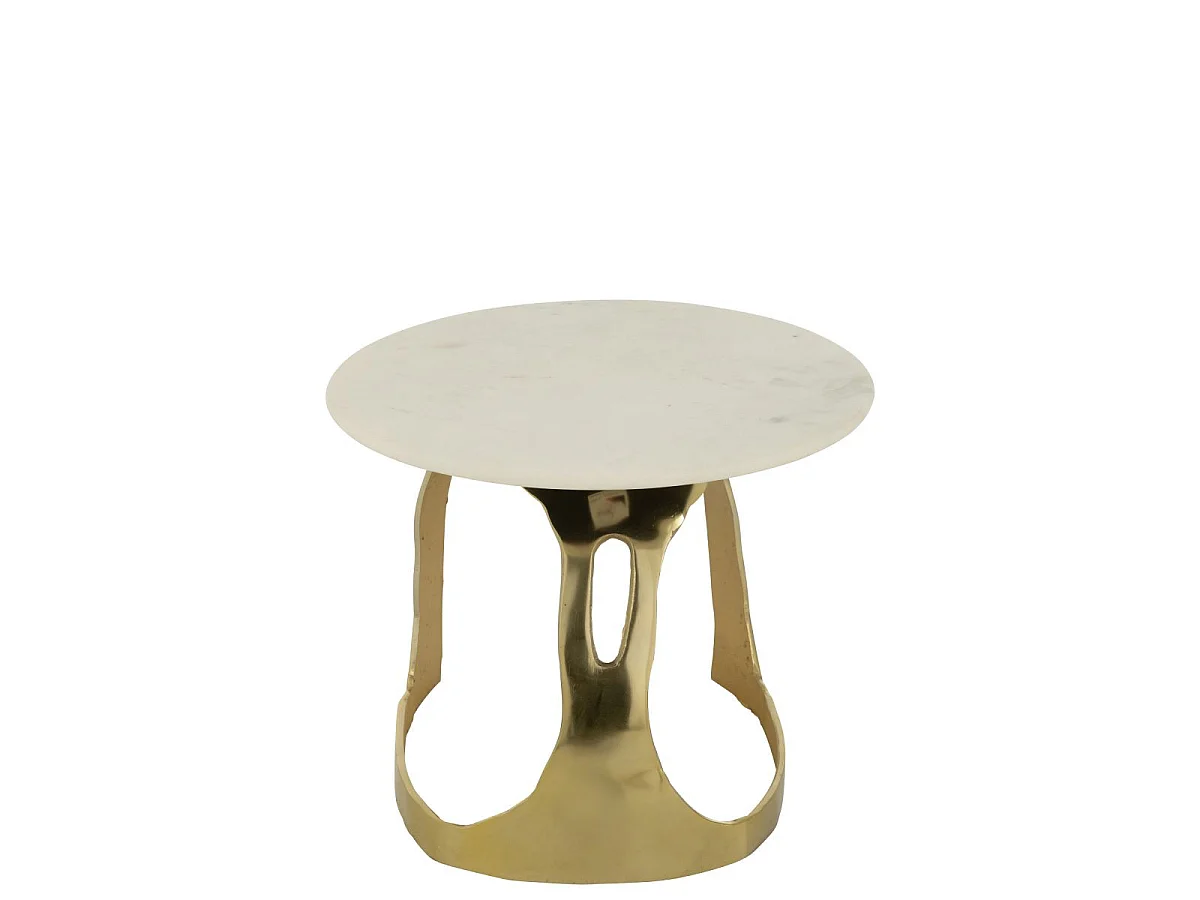 Table d'Appoint Design "Bettye" 50cm Blanc & Doré
