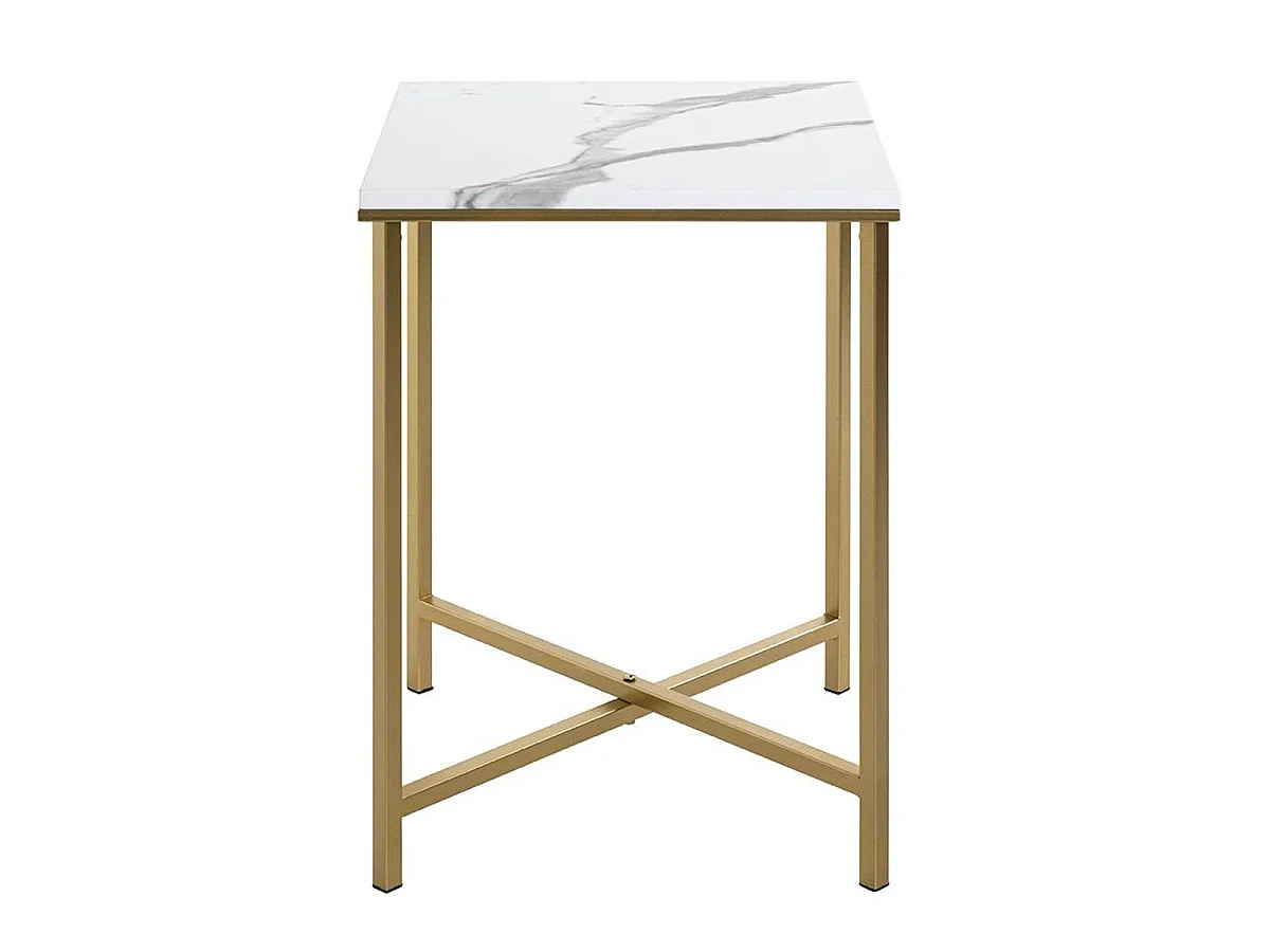 Table d'Appoint Carrée Effet Marbre "Alba" 55cm Or