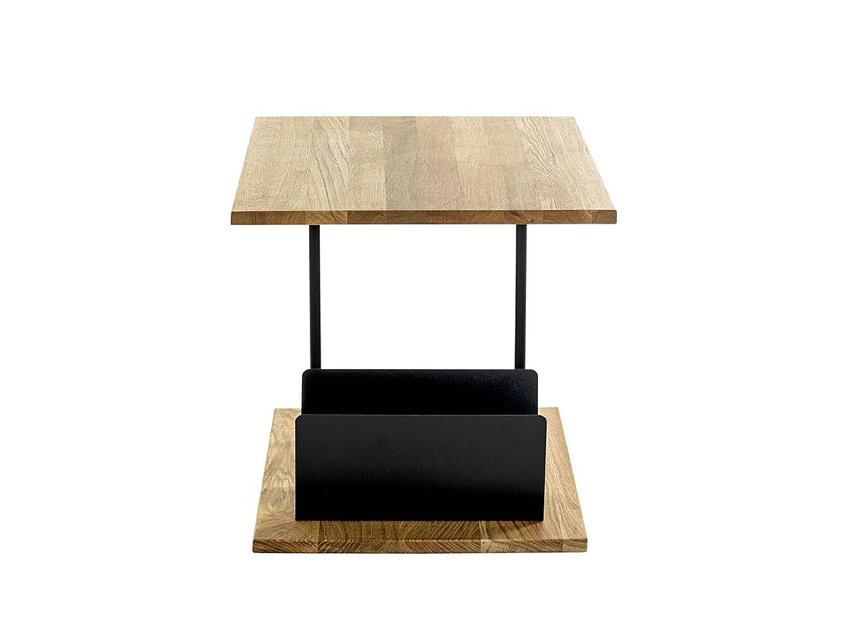 Table d'Appoint & Porte Revues "Pika" 45cm Chêne & Noir