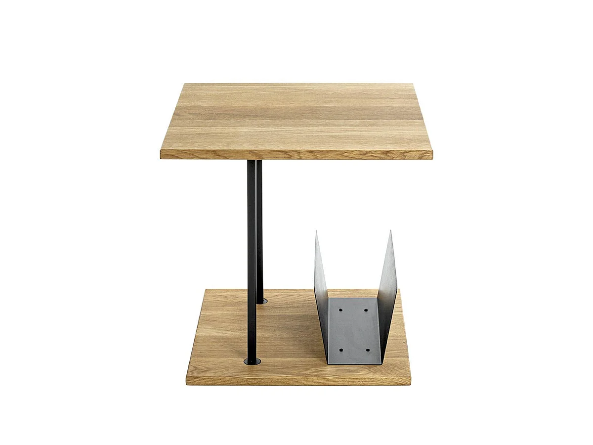 Table d'Appoint & Porte Revues "Pika" 45cm Chêne & Noir