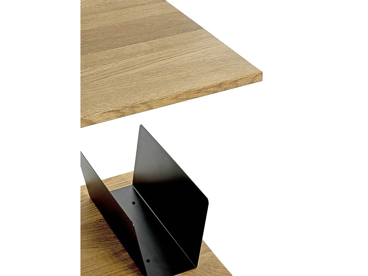 Table d'Appoint & Porte Revues "Pika" 45cm Chêne & Noir