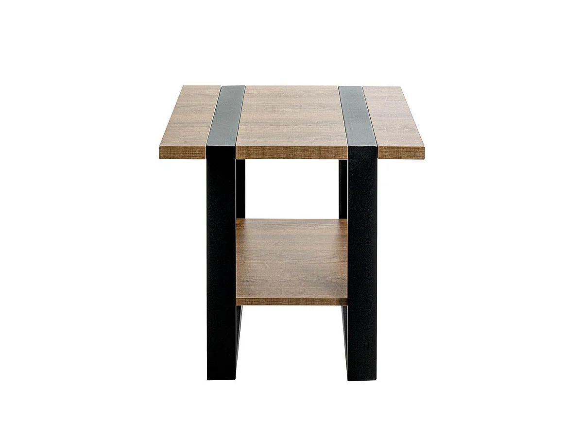 Table d'Appoint "Miranda" 45cm Chêne Foncé & Noir