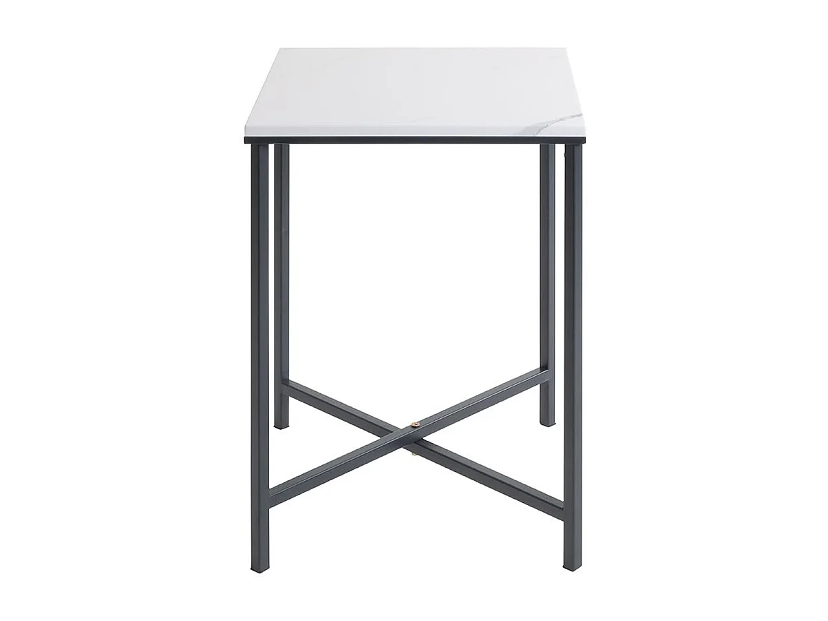 Table d'Appoint Carrée Effet Marbre "Alba" 55cm Noir