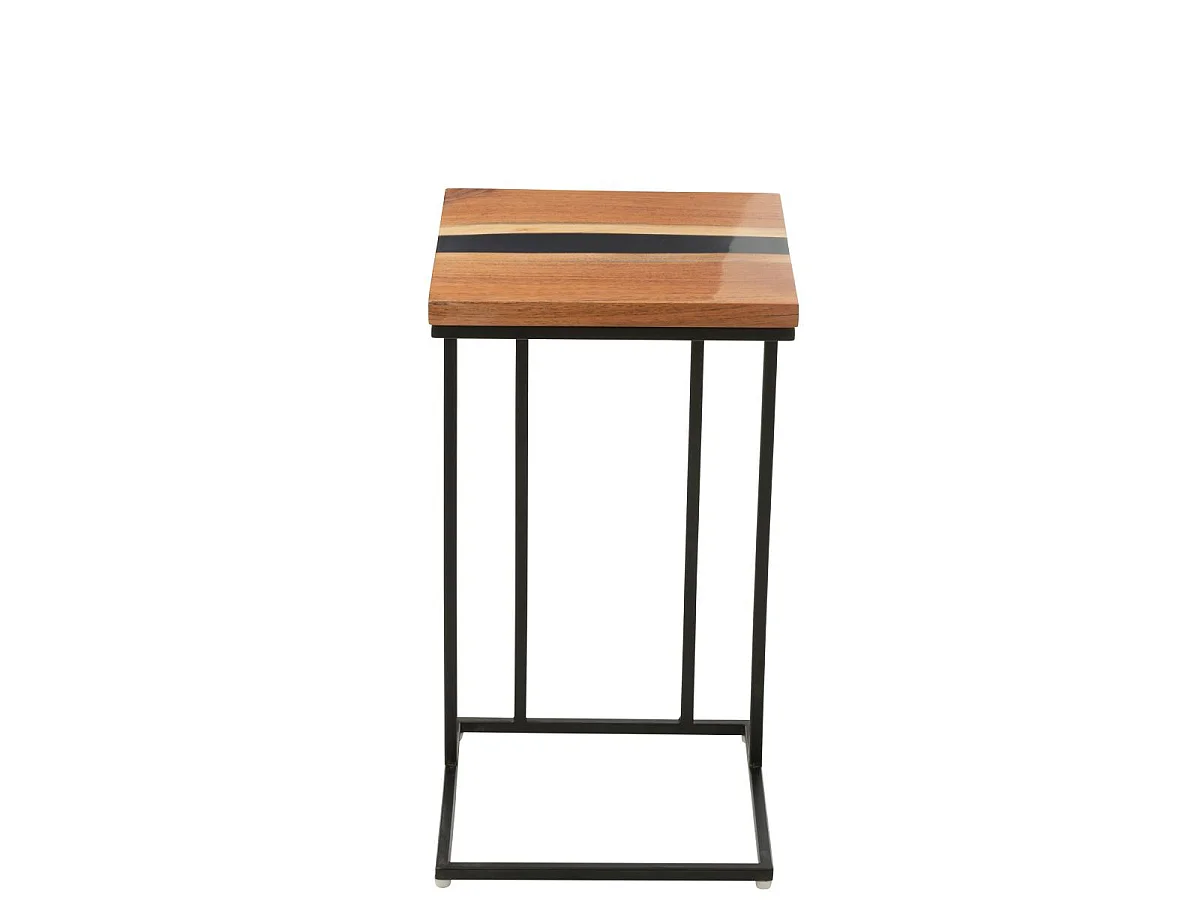 Table d'Appoint Carrée en Bois "Douglas" 55cm Naturel & Noir