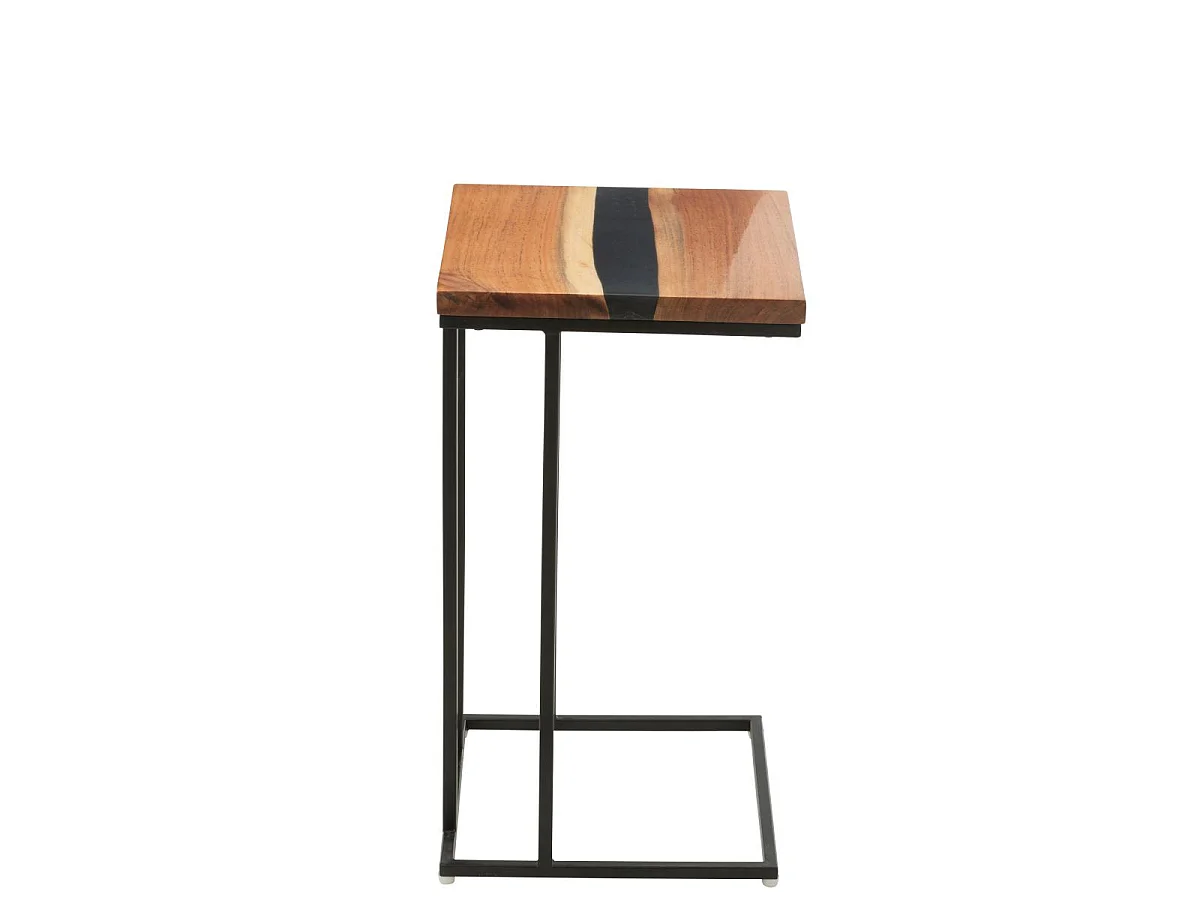 Table d'Appoint Carrée en Bois "Douglas" 55cm Naturel & Noir