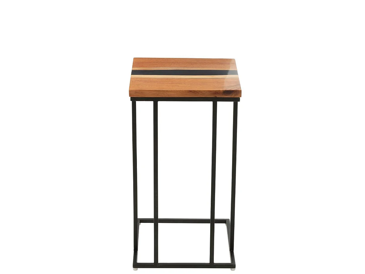 Table d'Appoint Carrée en Bois "Douglas" 55cm Naturel & Noir