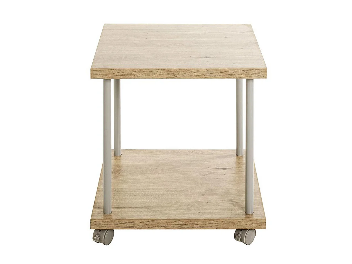 Table d'Appoint à Roulettes "Ilona" 45cm Naturel & Gris