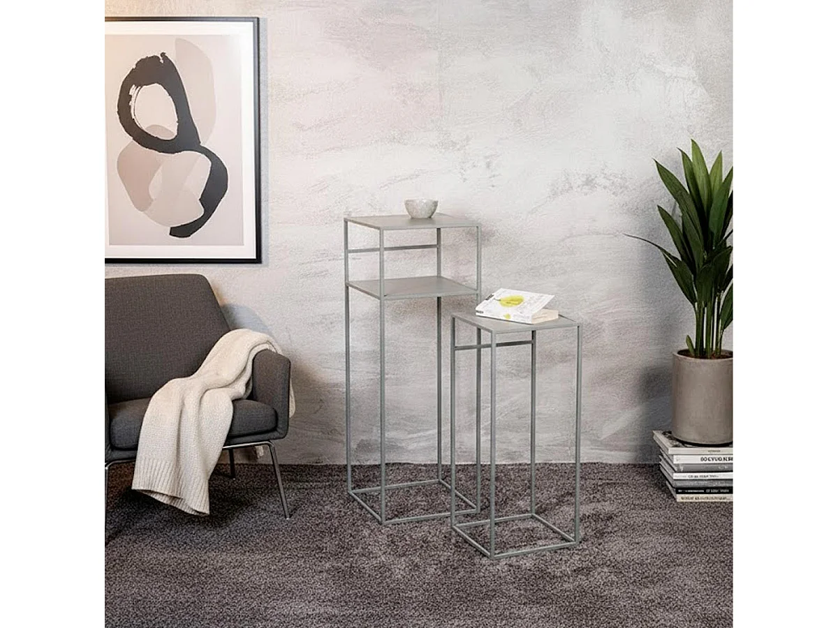 Lot de 2 Sellettes en Métal "Brise" 85cm Gris