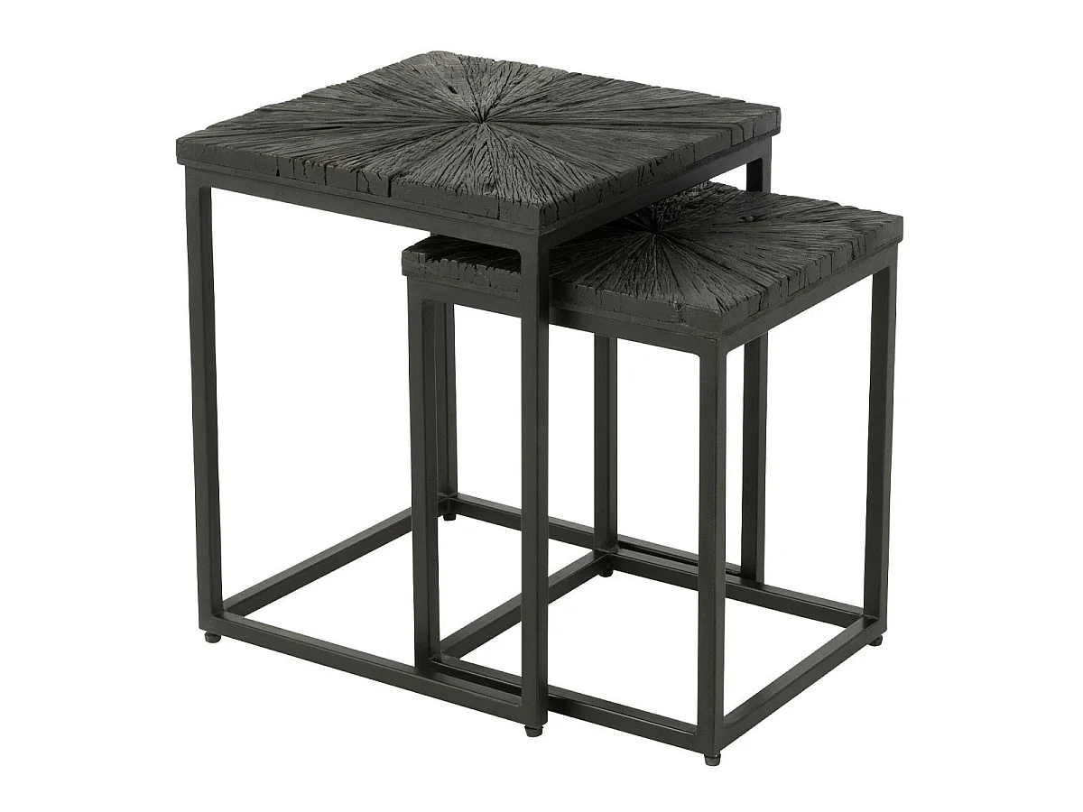 Lot de 2 Tables d'Appoint Gigognes "Shanil" 53cm Noir