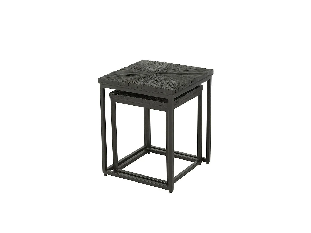 Lot de 2 Tables d'Appoint Gigognes "Shanil" 53cm Noir