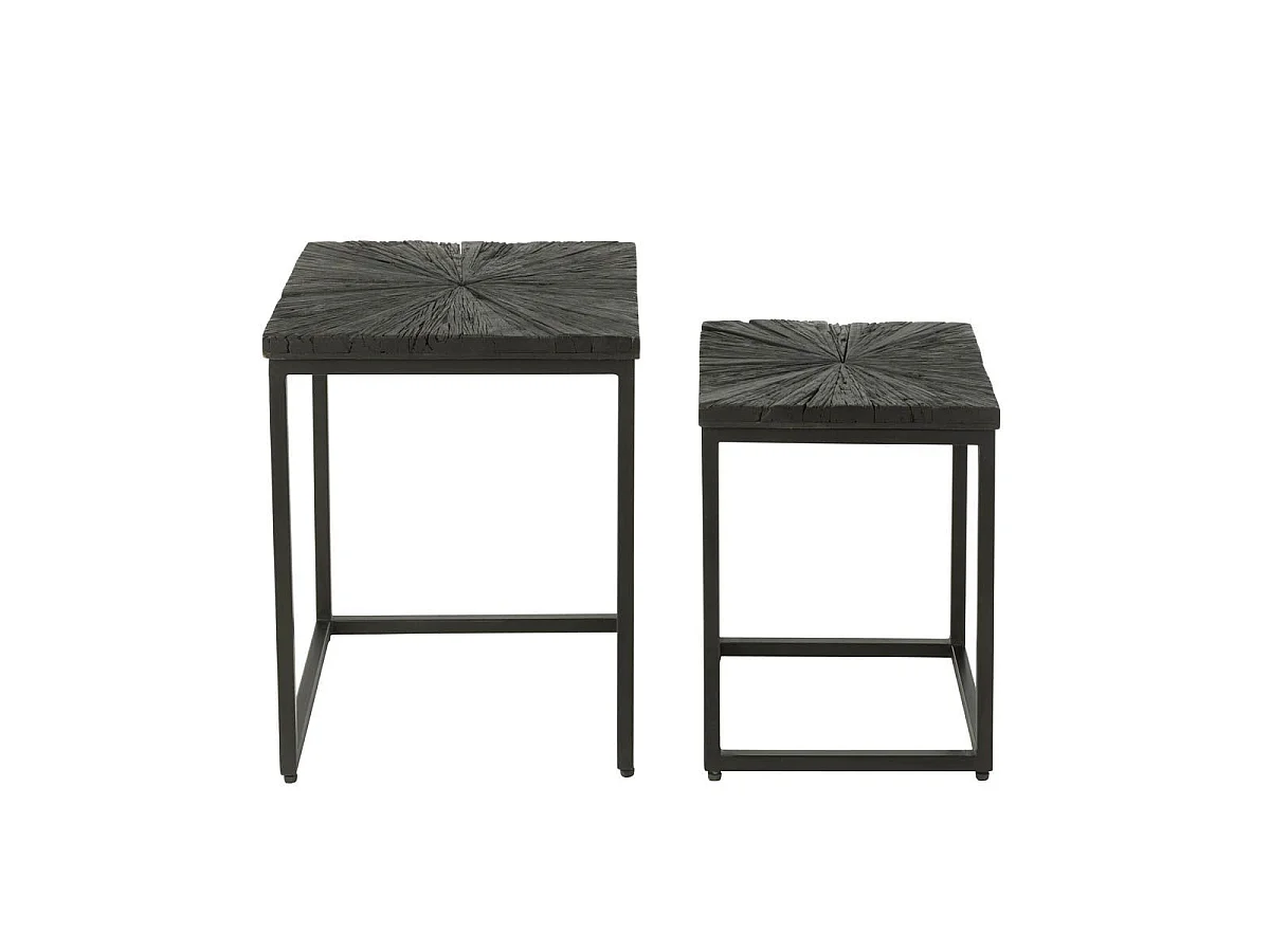 Lot de 2 Tables d'Appoint Gigognes "Shanil" 53cm Noir