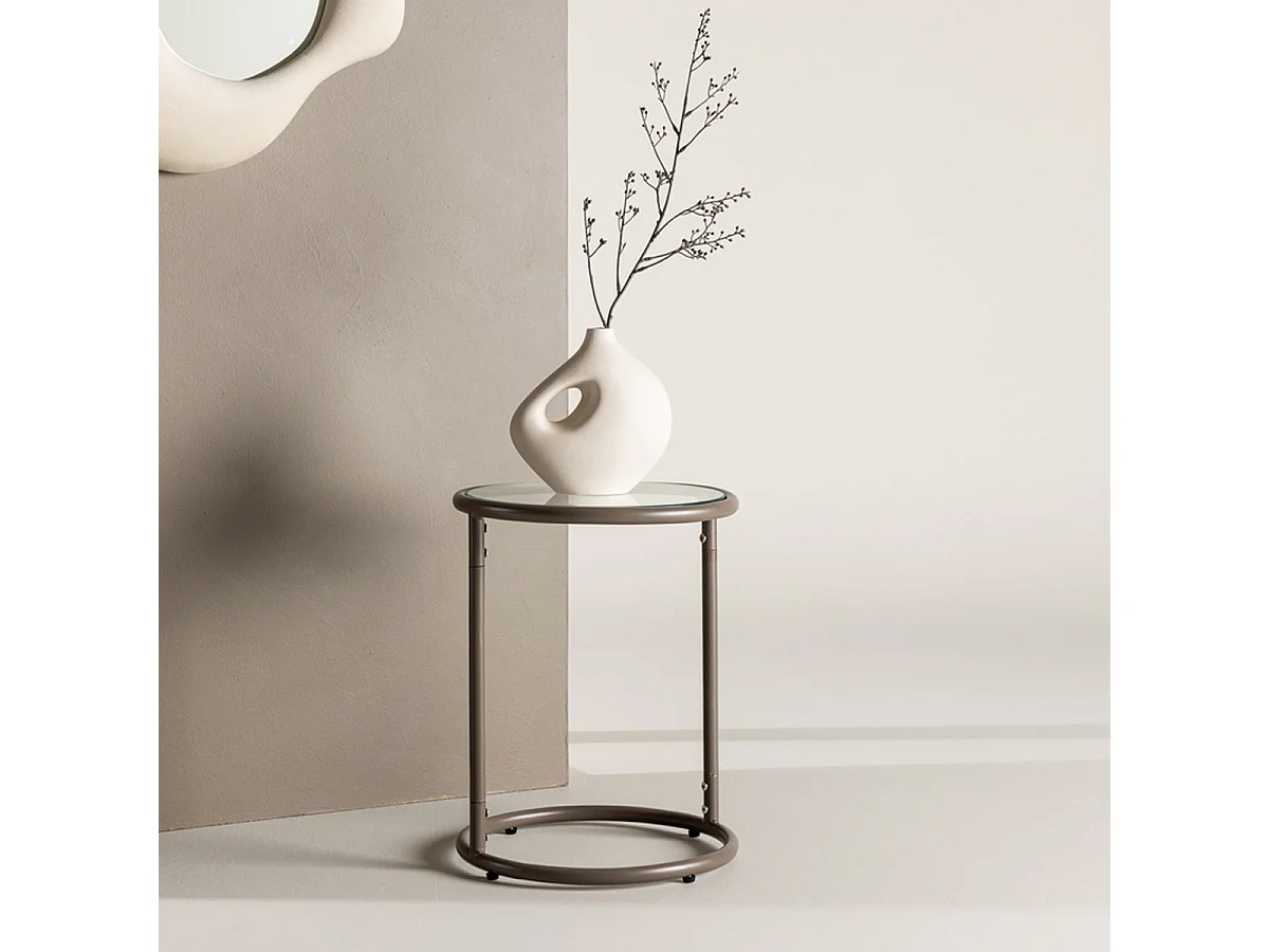 Table d'Appoint en Verre "Stavanger" 45cm Marron