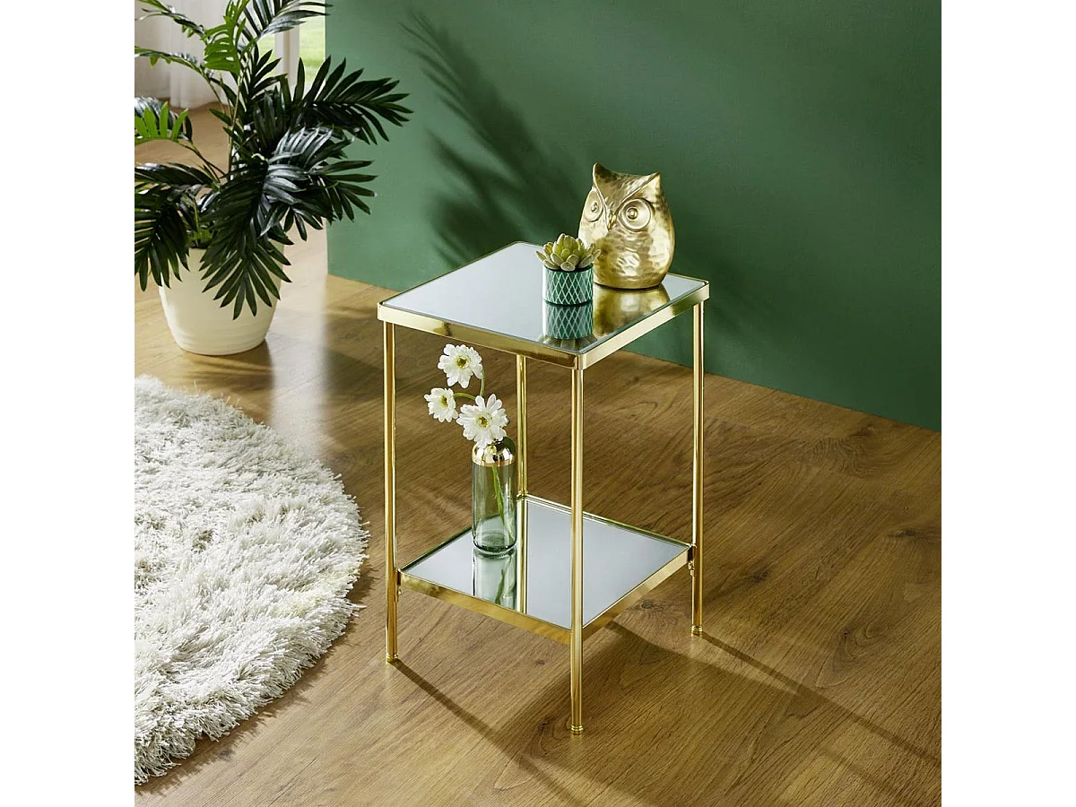 Table d'Appoint Carrée Design "Palace" 46cm Or