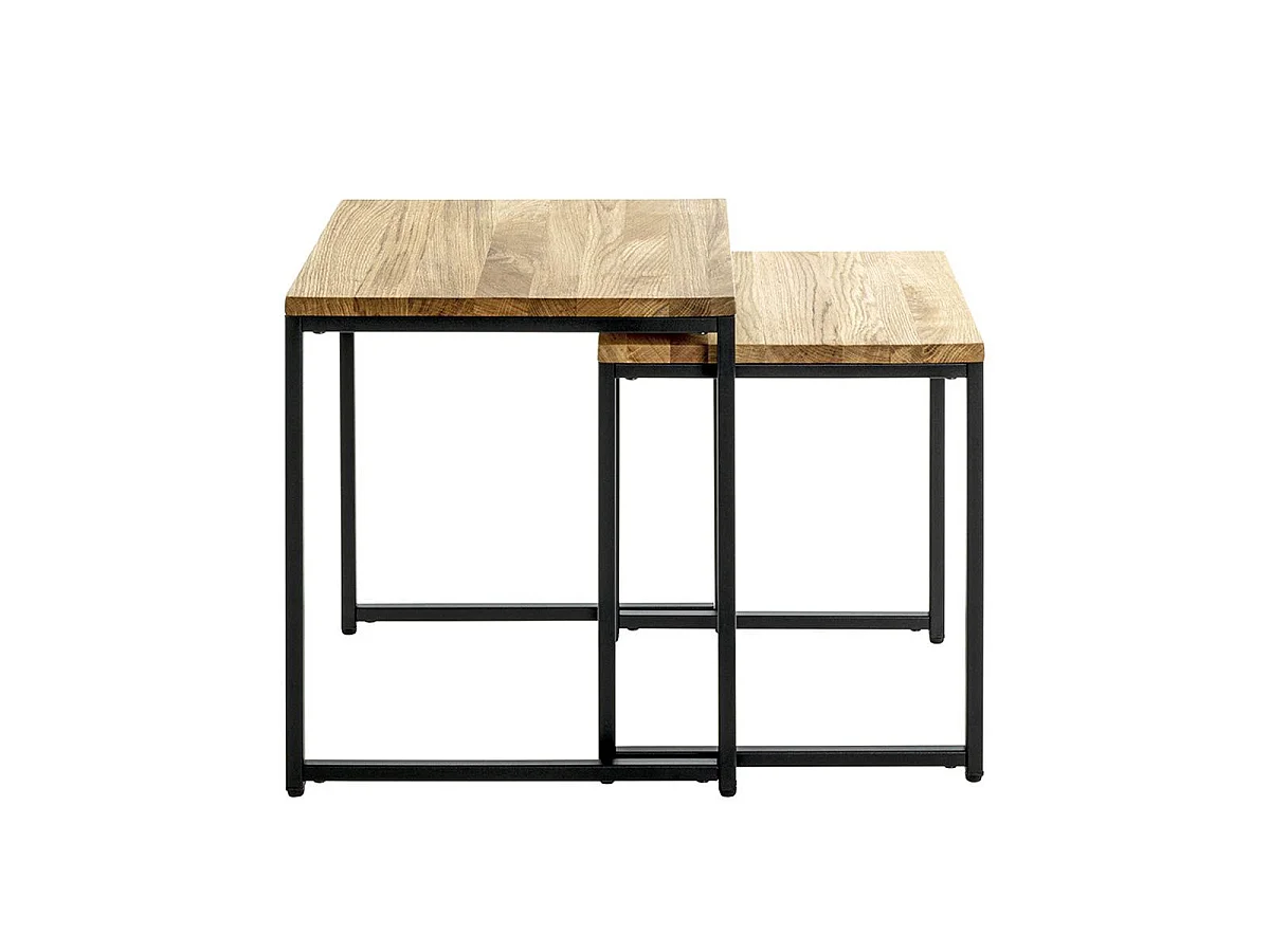 Lot de 2 Tables Gigognes "Pika" 46cm Chêne & Noir