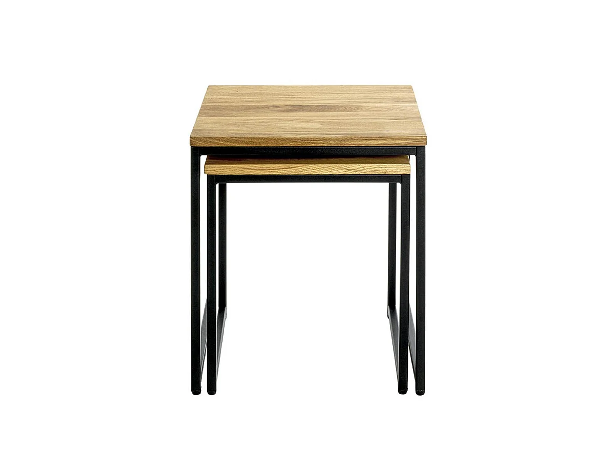 Lot de 2 Tables Gigognes "Pika" 46cm Chêne & Noir