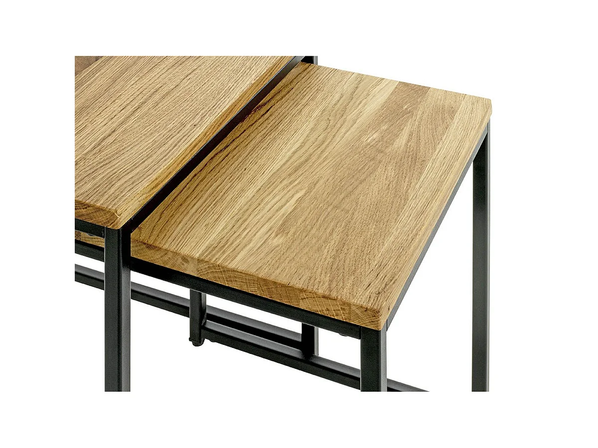 Lot de 2 Tables Gigognes "Pika" 46cm Chêne & Noir
