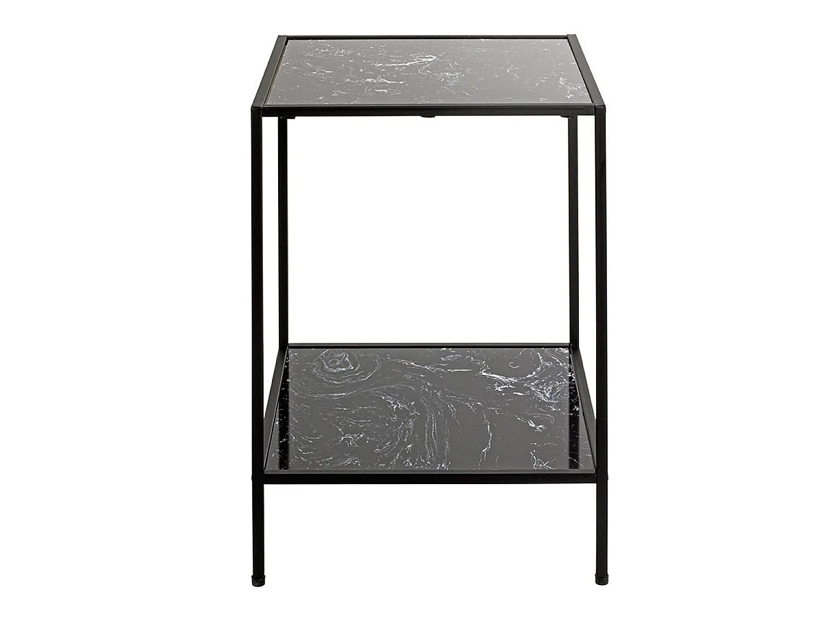 Table d'Appoint Effet Marbre "Julia" 60cm Noir