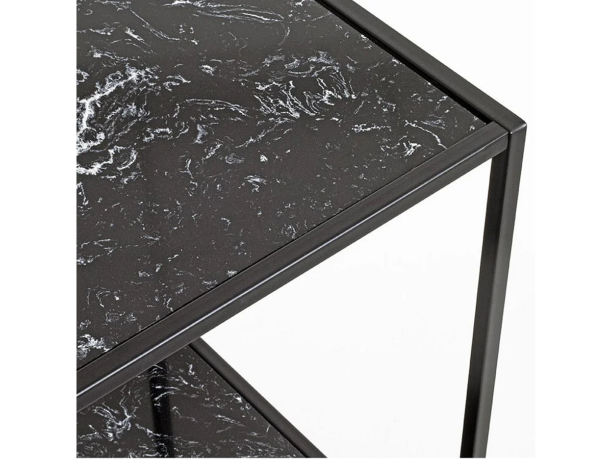 Table d'Appoint Effet Marbre "Julia" 60cm Noir