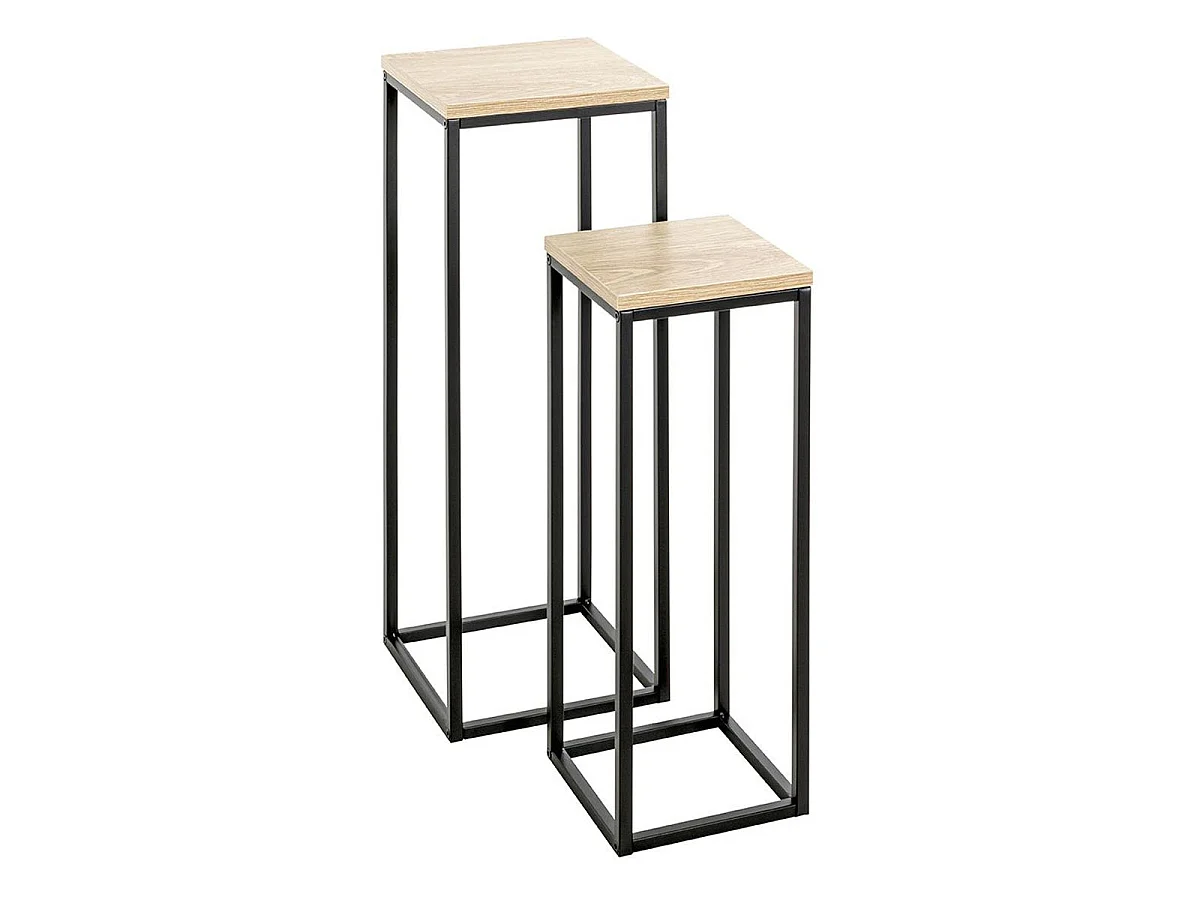 Lot de 2 Sellettes "Waldo" 67cm Naturel & Noir