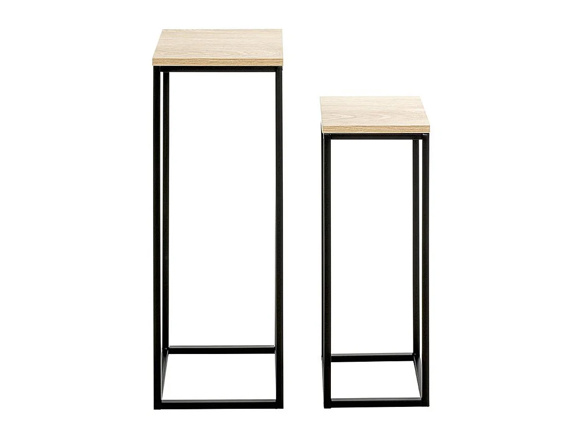 Lot de 2 Sellettes "Waldo" 67cm Naturel & Noir