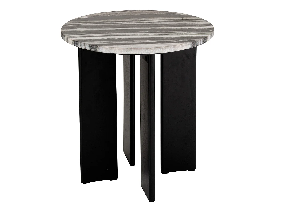 Table d'Appoint en Marbre "Mathilde" 50cm Noir & Gris