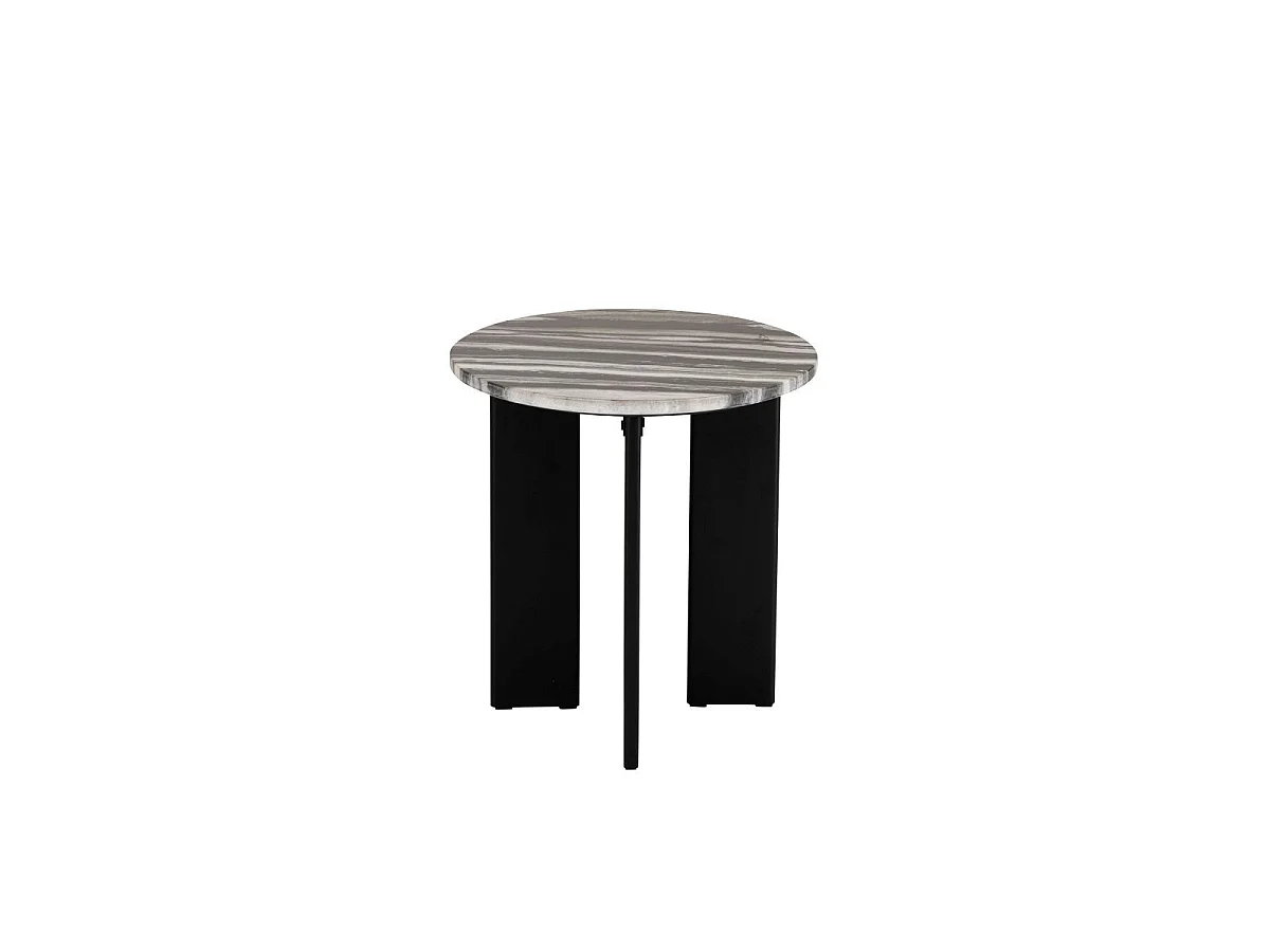 Table d'Appoint en Marbre "Mathilde" 50cm Noir & Gris