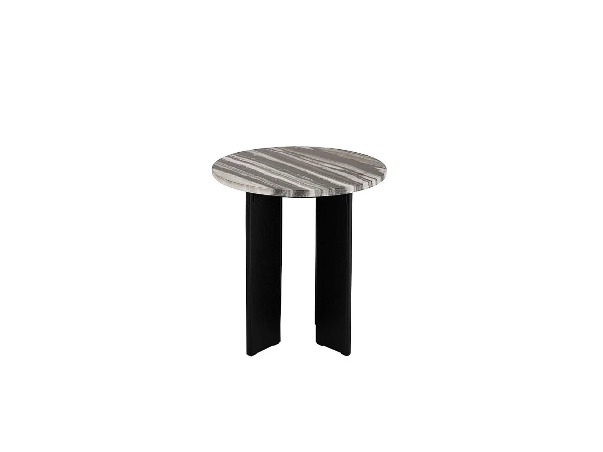 Table d'Appoint en Marbre "Mathilde" 50cm Noir & Gris