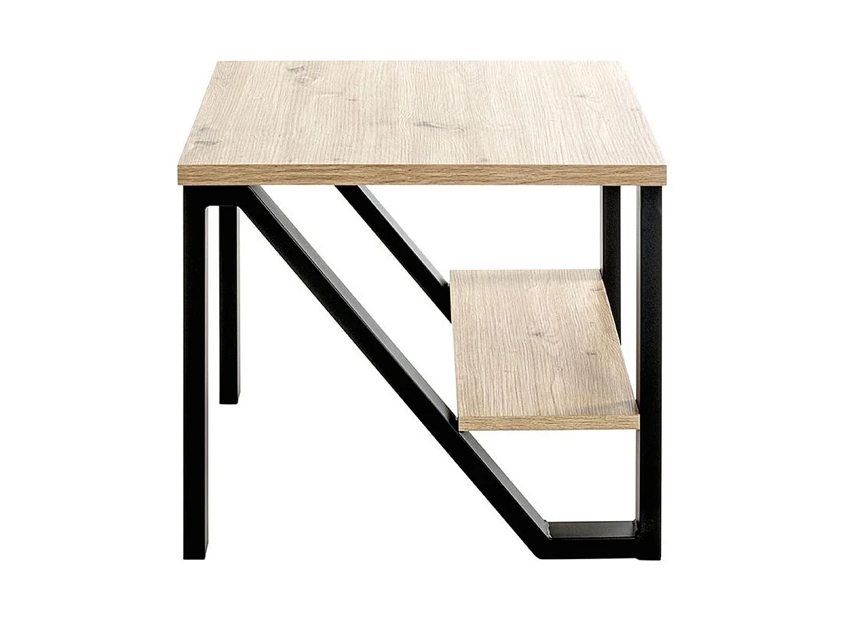 Table d'Appoint 2 Niveaux "Devi" 55cm Naturel & Noir