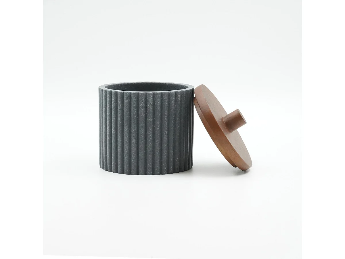 Pot à Cotons Design "Niagara" 10cm Anthracite