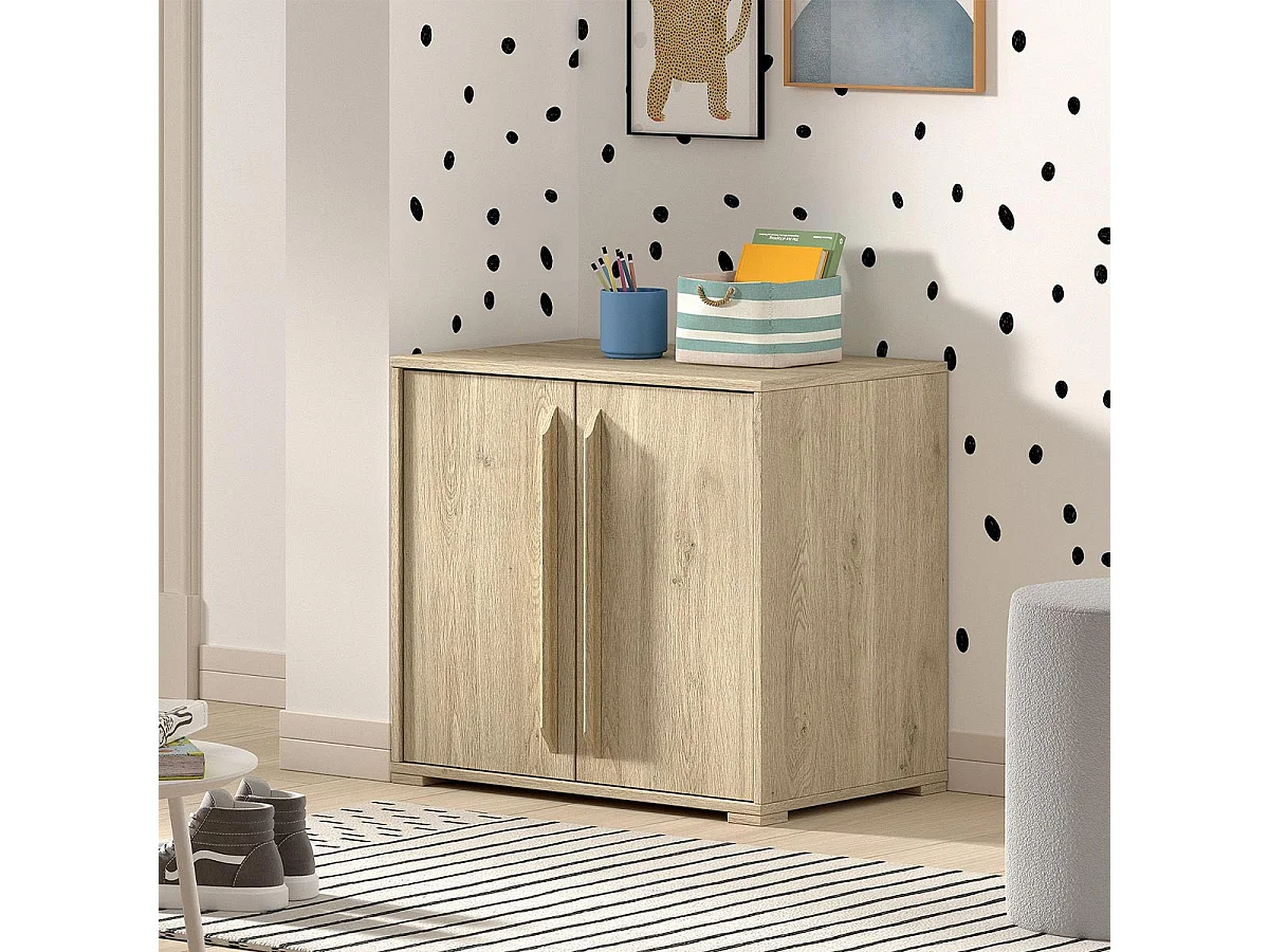 Commode Enfant 2 Portes "Sam" 67cm Chêne