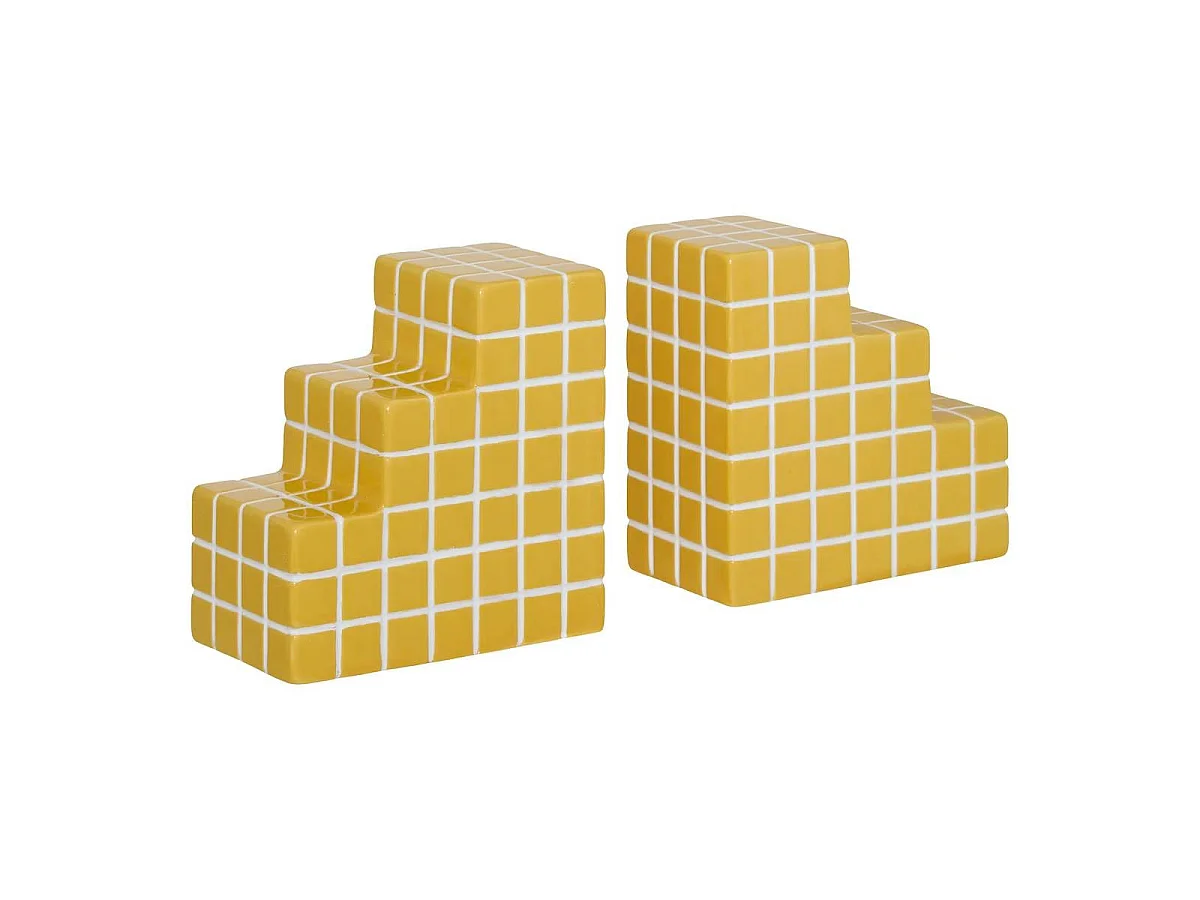 Lot de 2 Serre-livres en Céramique "Poolside" 14cm Jaune