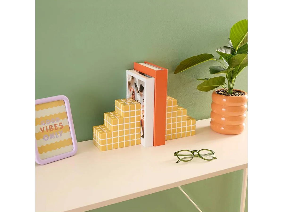 Lot de 2 Serre-livres en Céramique "Poolside" 14cm Jaune