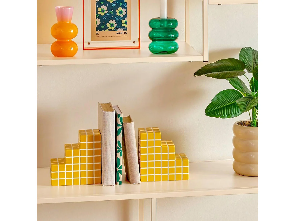Lot de 2 Serre-livres en Céramique "Poolside" 14cm Jaune