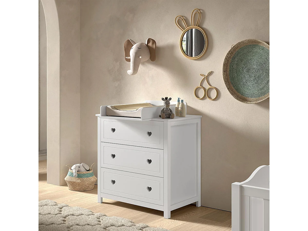 Commode Avec Plan à Langer "Amori" 100cm Blanc