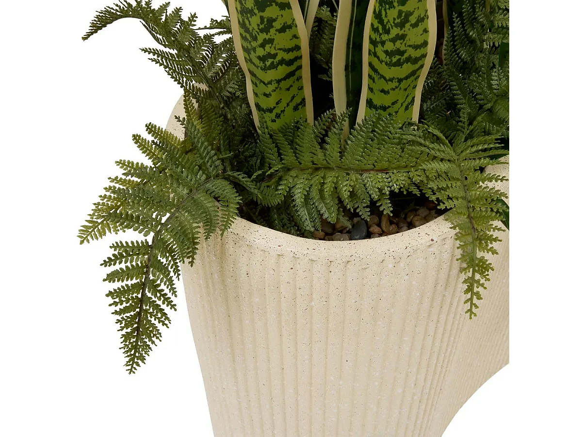 Sansevieria Artificielle en Pot "Sky" 163m Vert & Beige