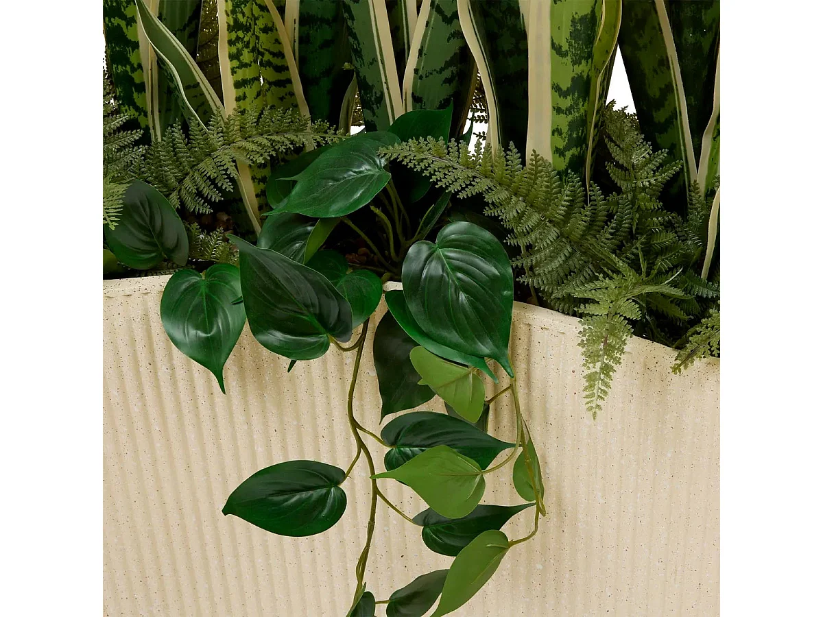 Sansevieria Artificielle en Pot "Sky" 163m Vert & Beige