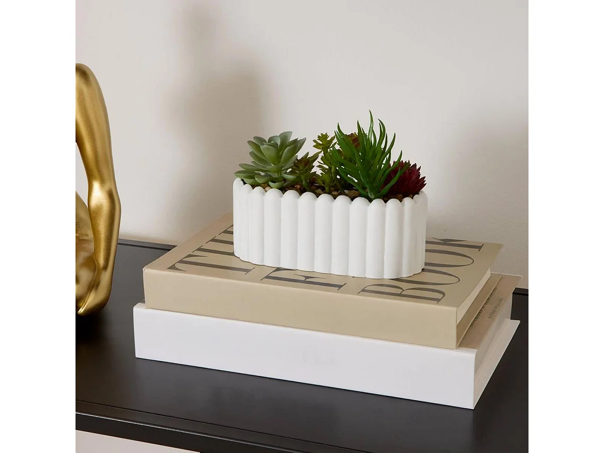 Jardinière de Plantes Artificielles "Wida" 15cm Blanc