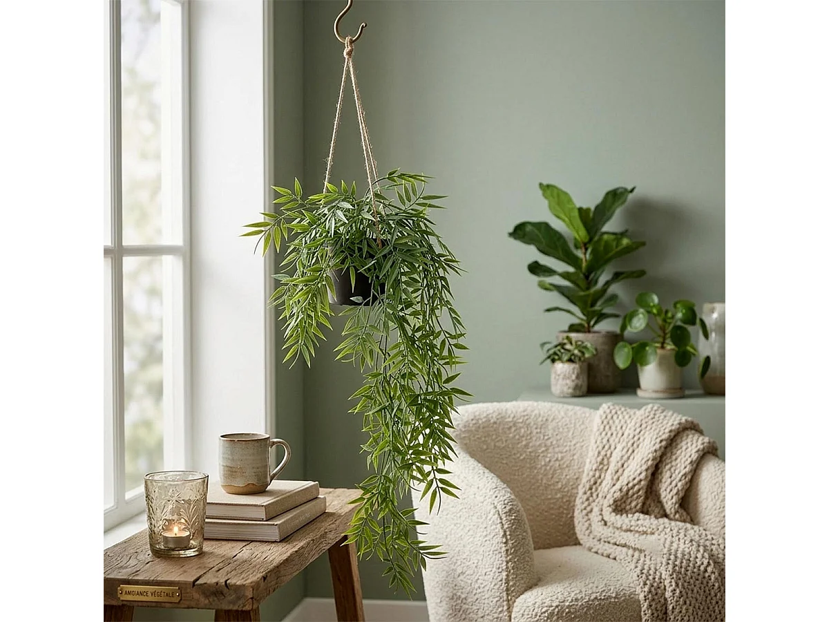 Bambou Artificiel à Suspendre "Liora" 75cm Vert
