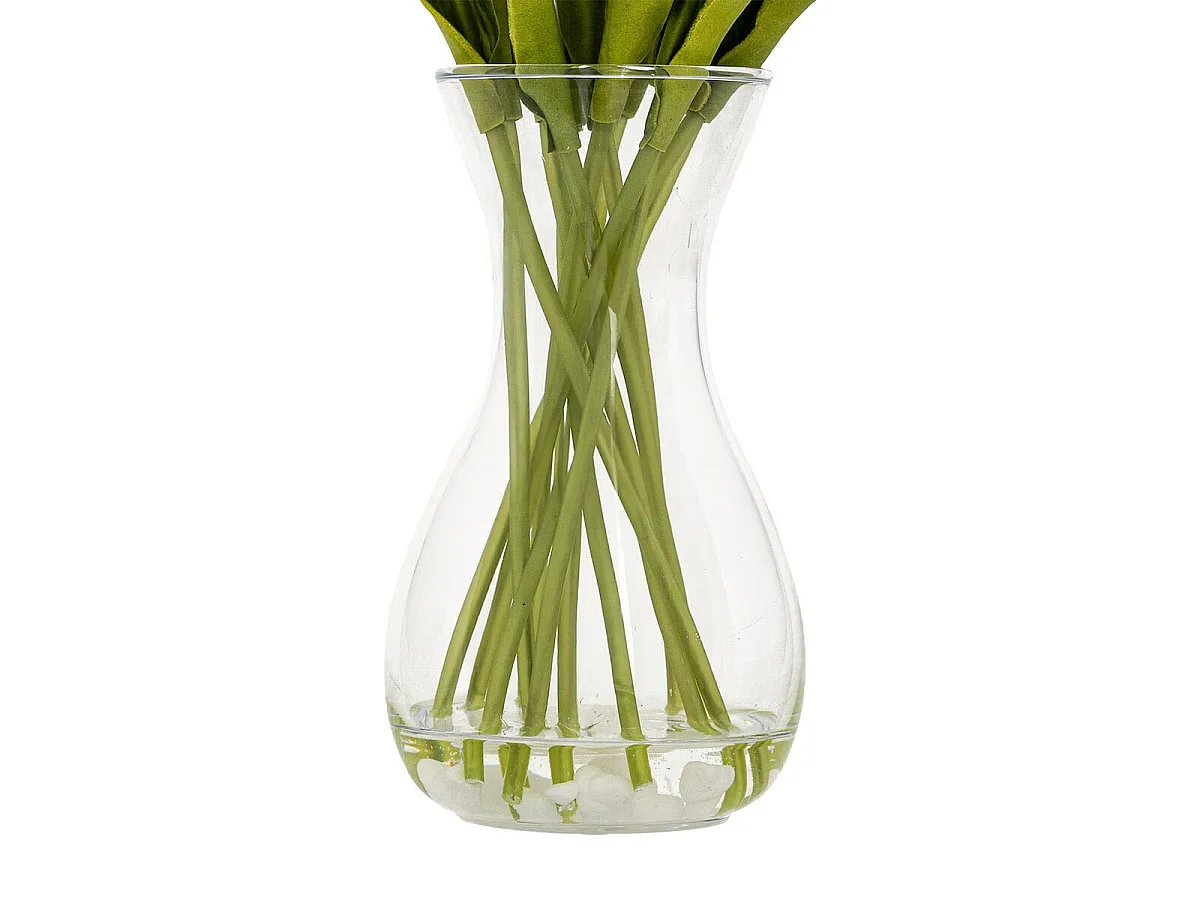 Composition Artificielle de Tulipes "Hector" 28cm Blanc