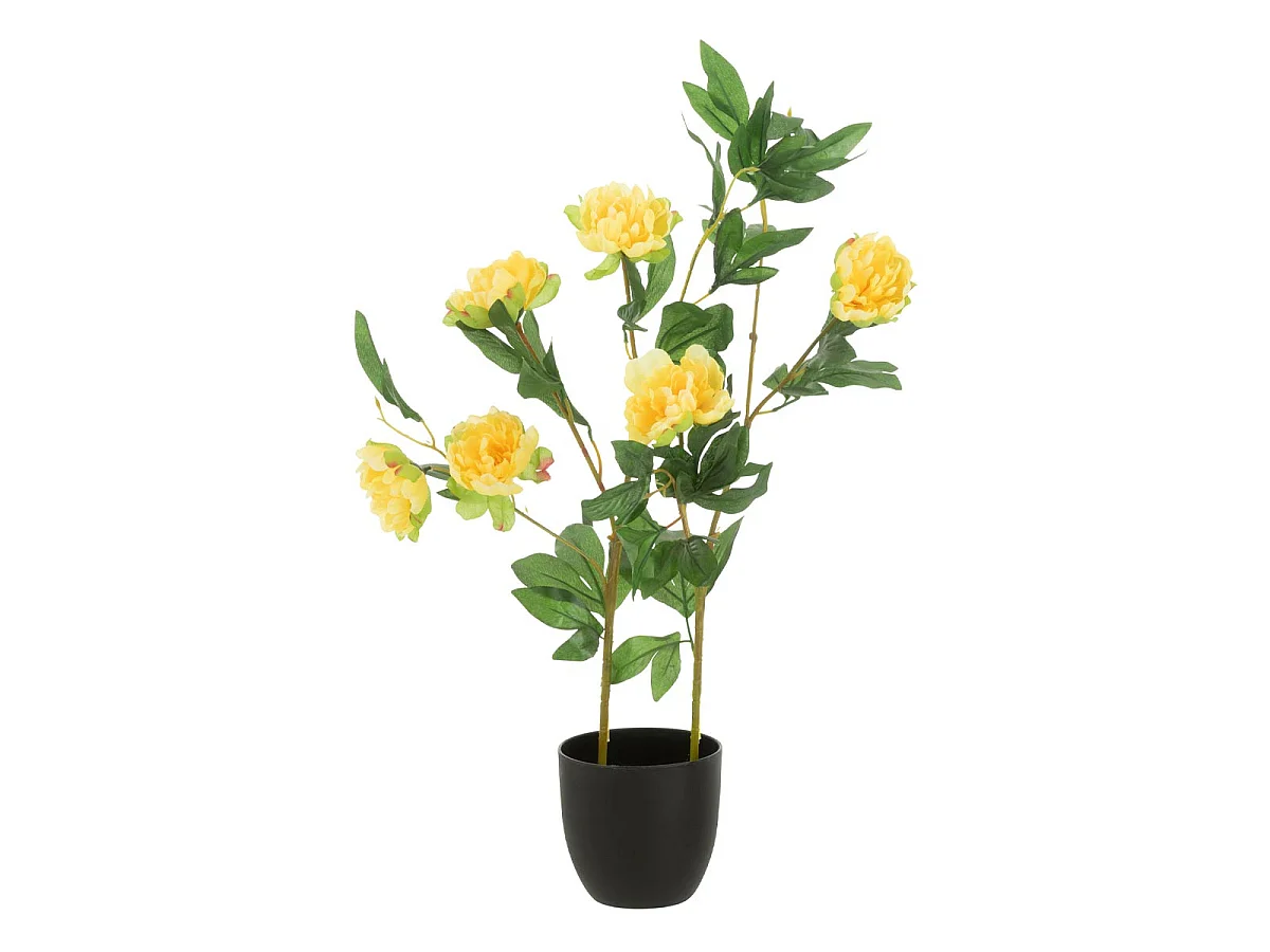 Fleur Artificielle en Pot "Pivoine" 80cm Jaune