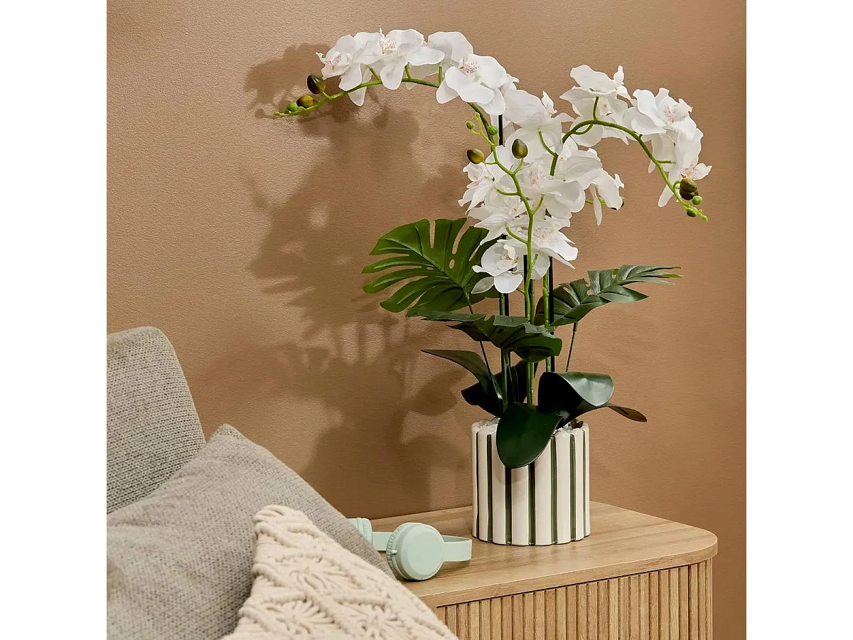 Orchidée Artificielle en Pot "Asia" 81cm Vert