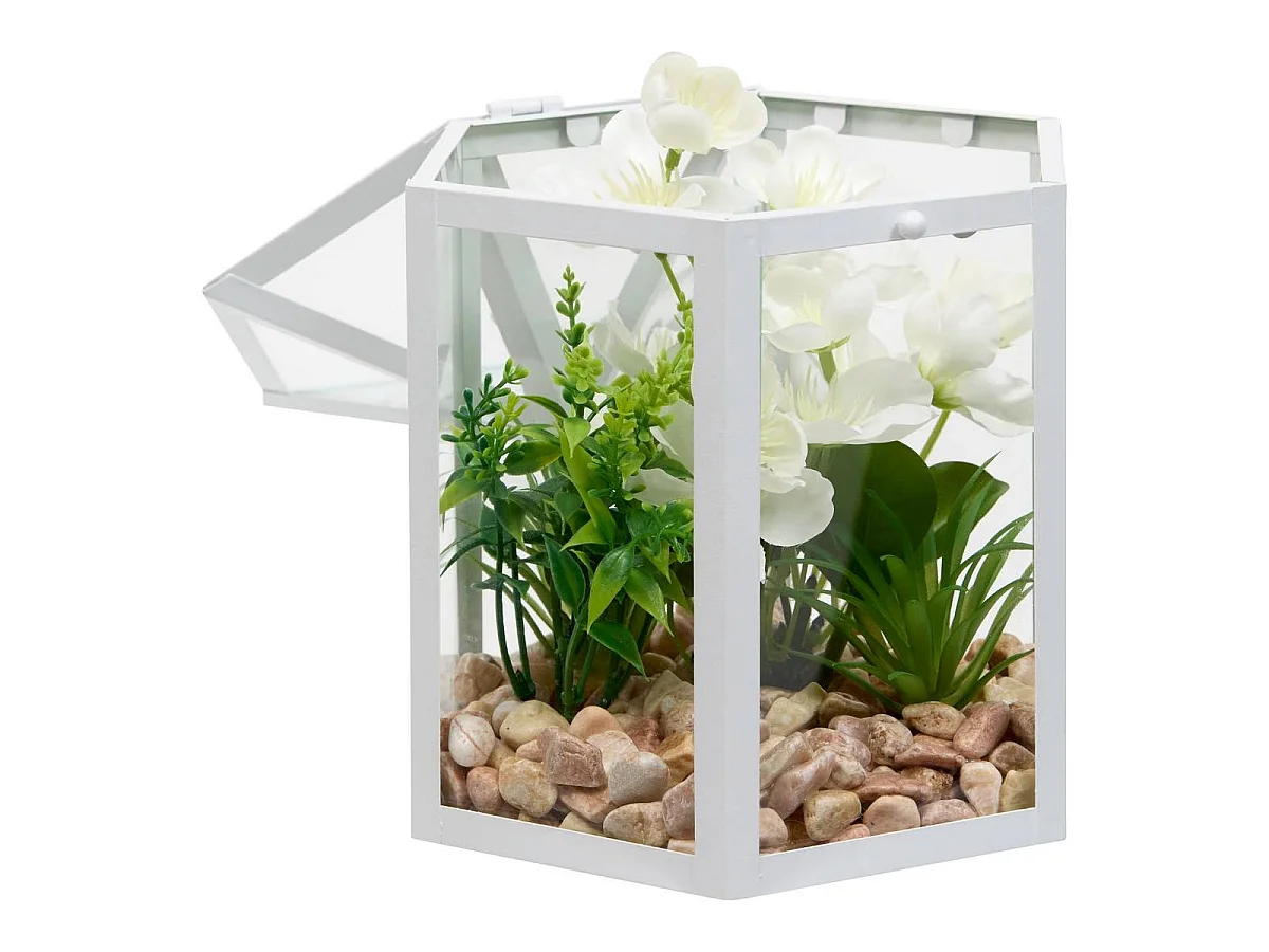 Terrarium Cage Déco "Fleur de Rose" 23cm Blanc