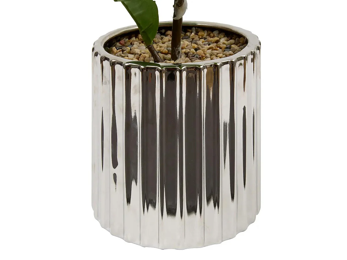 Ficus Artificiel en Pot "Sky" 54cm Vert & Argent